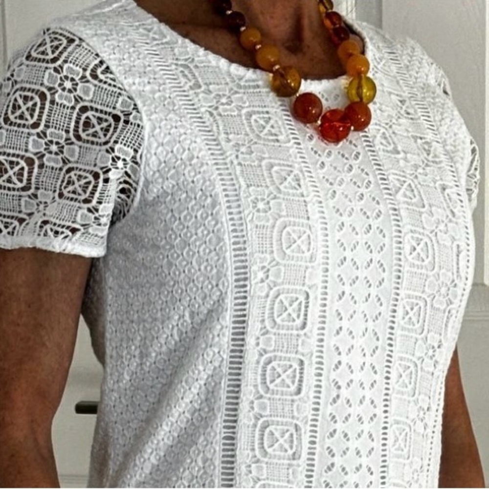 Abercrombie & Fitch White Lace Shift Dress XL Eyelet Crochet Summer Shower NWOT